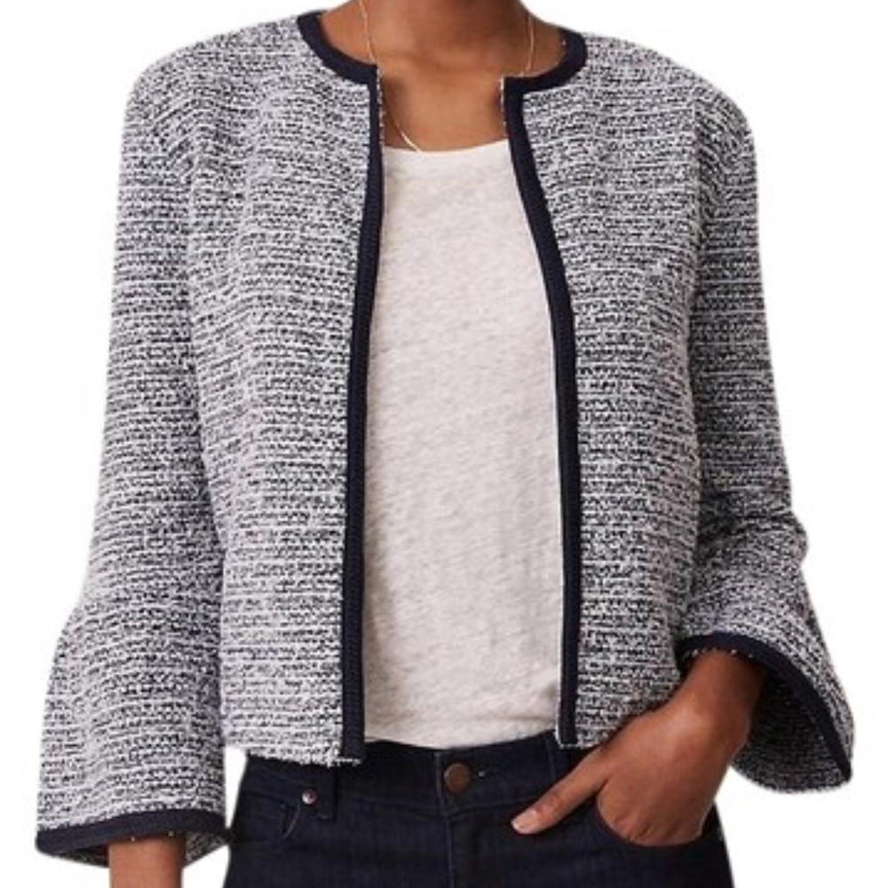 Bell Sleeve Knit Tweed Jacket